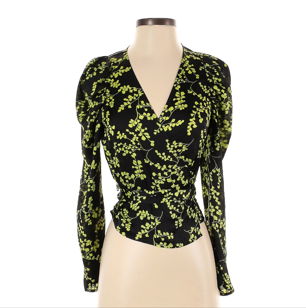 Floral Black and Green Women's Top